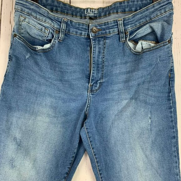 Lazer 38x32‎ Straight Fit ￼Mid Rise Blue Jeans Pants Denim Mens - Picture 4 of 12